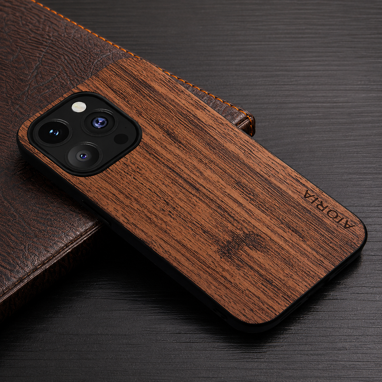 Luxury iPhone Case MagSafe Compatible Bamboo Wood Leather Texture Protective Cover Camera Lens Protection Shockproof Slim Natural Finish Design
