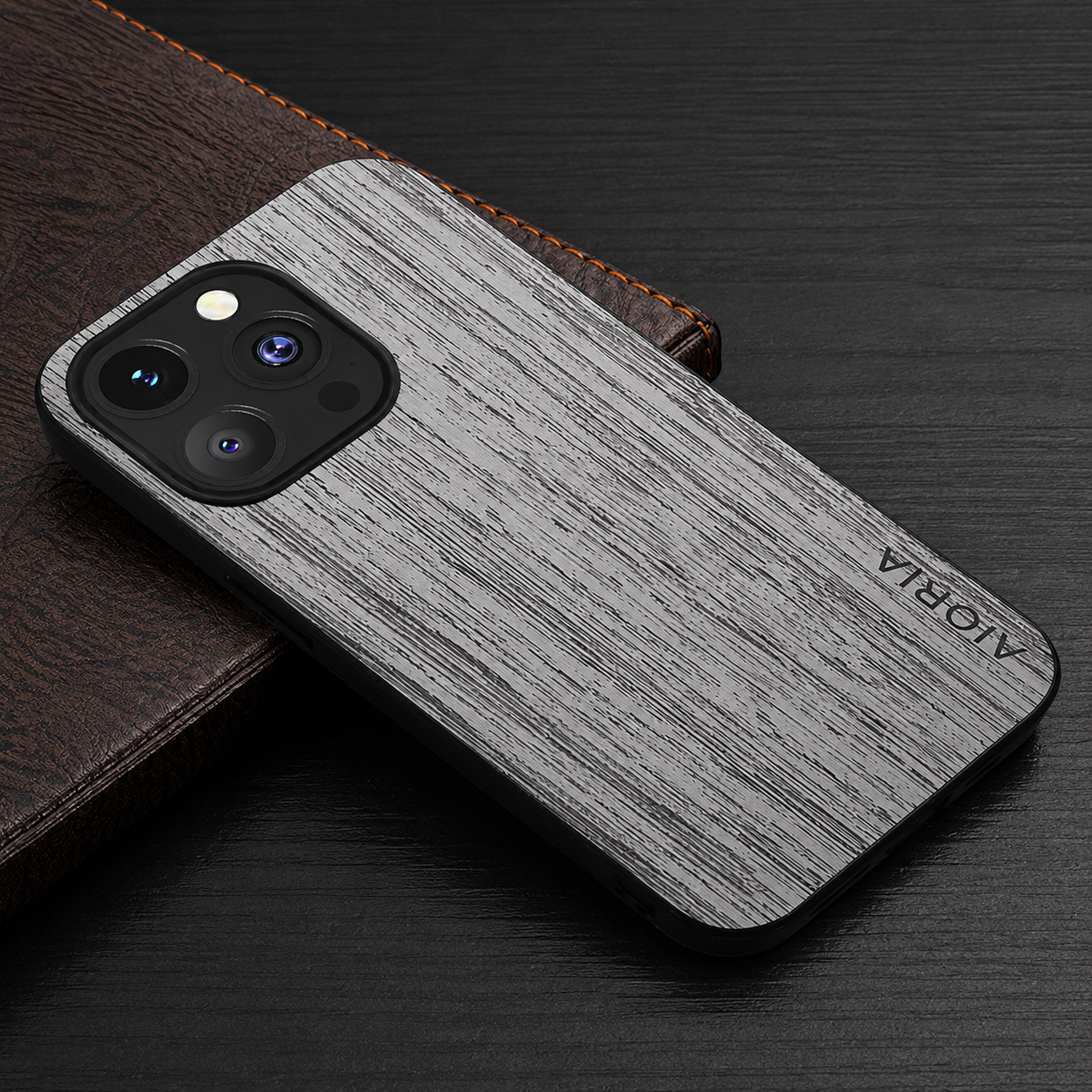 Luxury iPhone Case MagSafe Compatible Bamboo Wood Leather Texture Protective Cover Camera Lens Protection Shockproof Slim Natural Finish Design