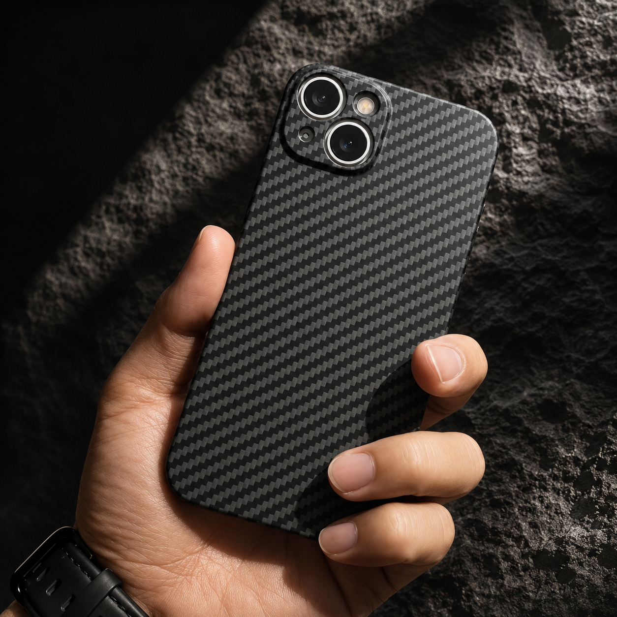 Luxury iPhone Case MagSafe Compatible Carbon Fiber Texture Matte Protective Cover Camera Lens Protection Shockproof Hard PC Slim Lightweight Design