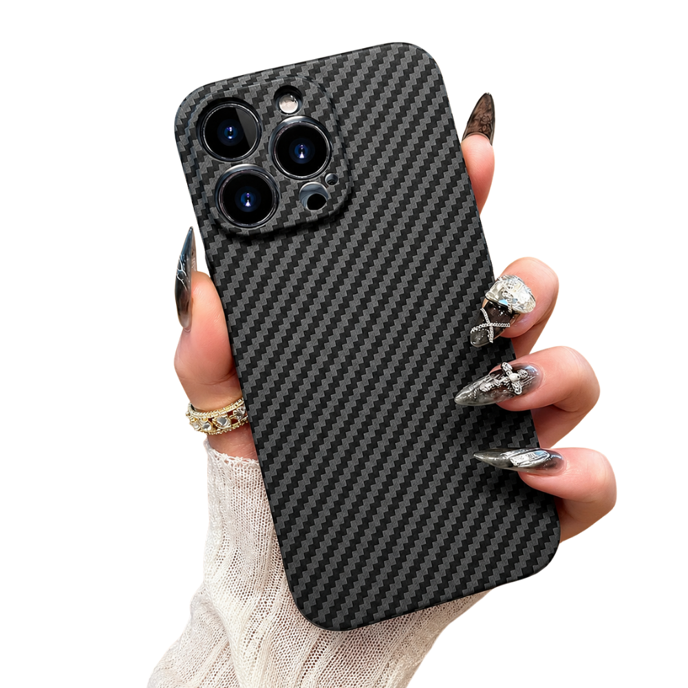 Luxury iPhone Case MagSafe Compatible Carbon Fiber Texture Matte Protective Cover Camera Lens Protection Shockproof Hard PC Slim Lightweight Design