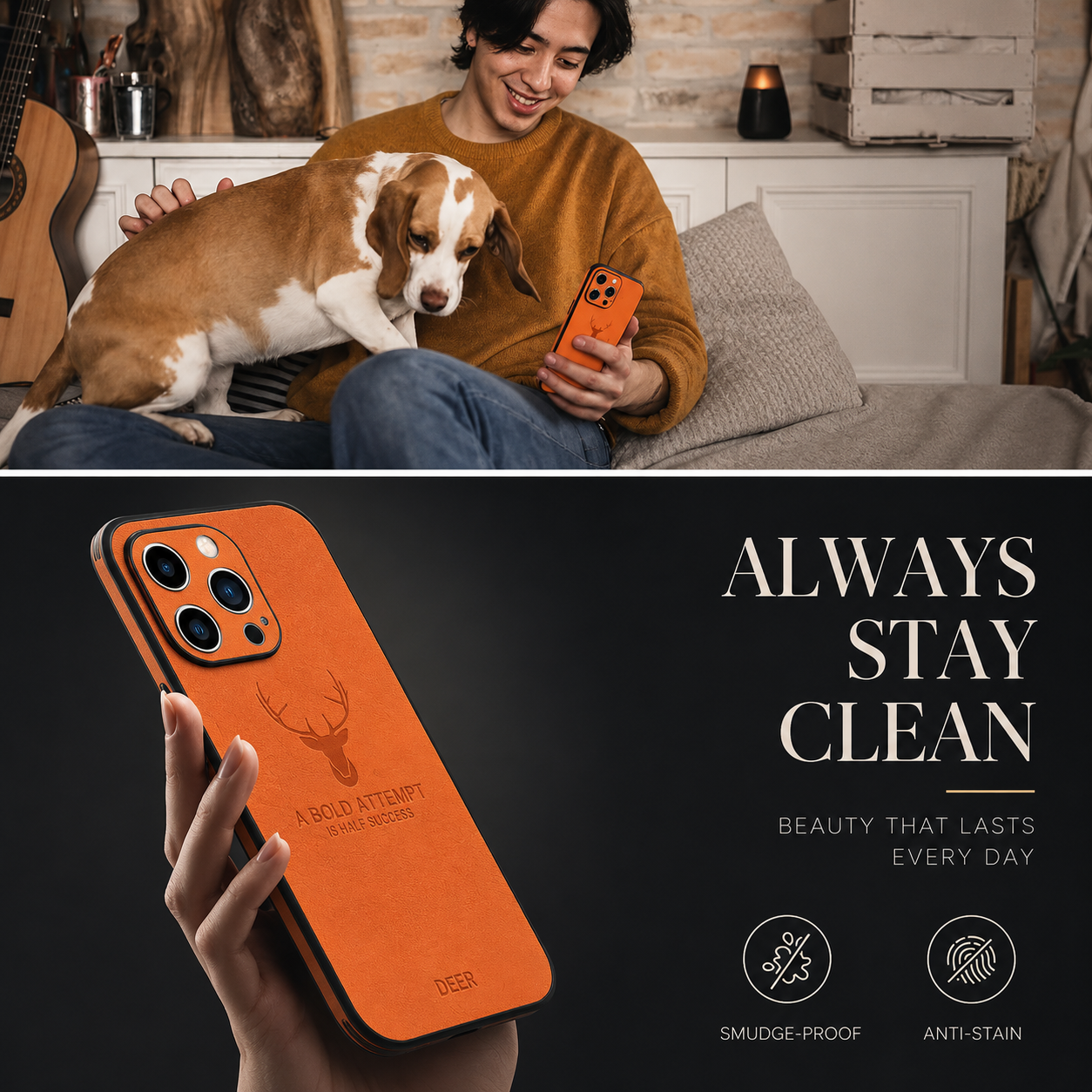 Luxury iPhone Case MagSafe Compatible Deer Leather Texture Protective Cover Camera Lens Protection Shockproof Ultra Thin Slim Lightweight Design