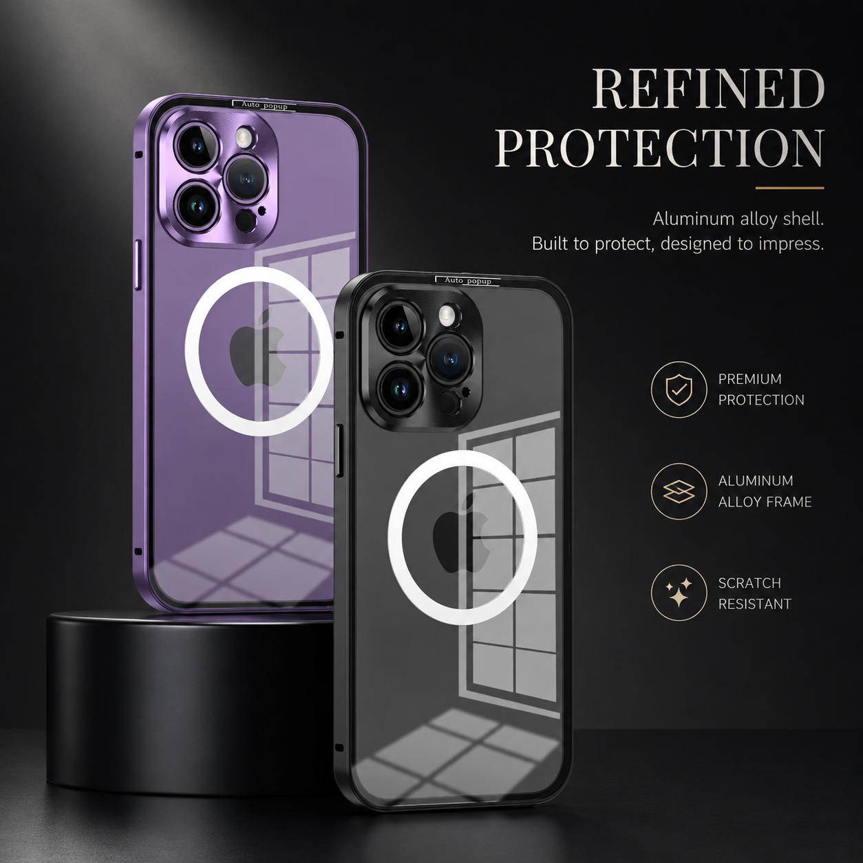 Luxury iPhone Case MagSafe Compatible Double Sided Tempered Glass Metal Frame Protective Cover 360 Full Body Camera Lens Protection Shockproof Ultra Thin
