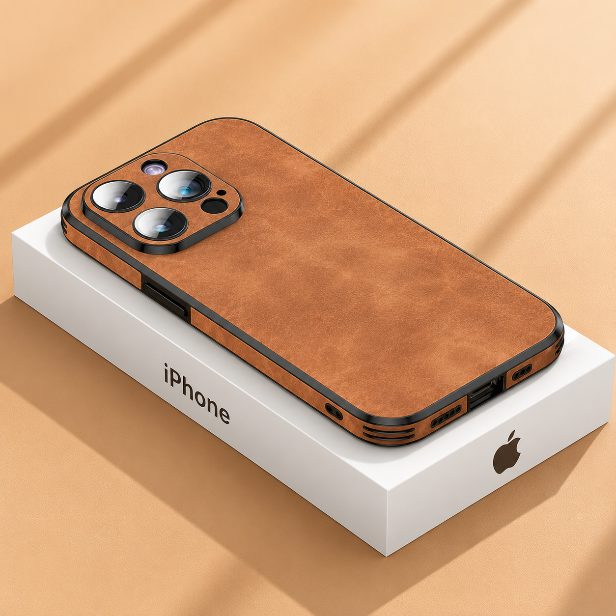 Luxury iPhone Case MagSafe Compatible Genuine Leather Design with Camera Lens Protection, Shockproof Construction, Slim Lightweight Premium Finish