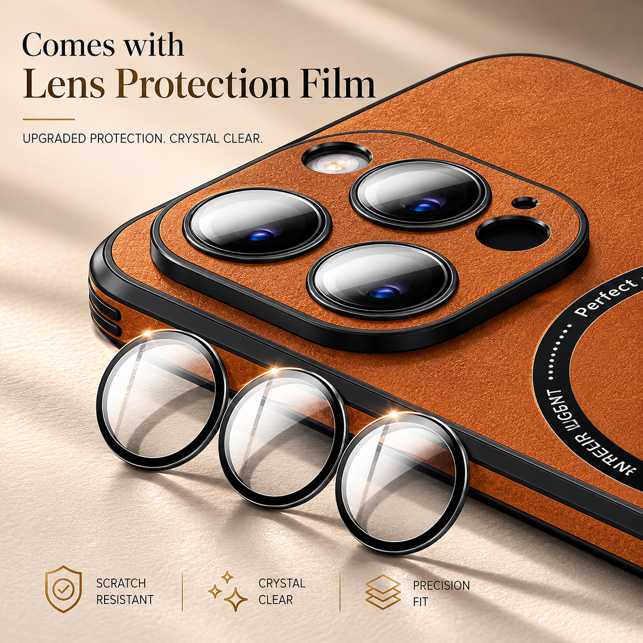 Luxury iPhone Case MagSafe Compatible Genuine Leather Protective Cover Camera Lens Protection Shockproof Magnetic Slim Lightweight Design