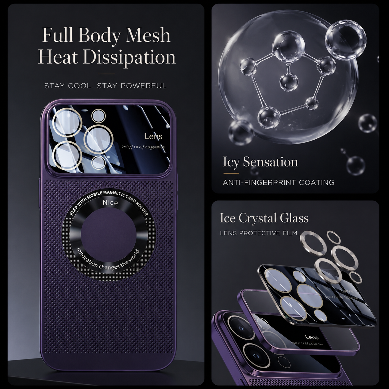 Luxury iPhone Case MagSafe Compatible Heat Dissipation Metal Frame Protective Cover Camera Lens Protection Shockproof Electroplated Slim Design