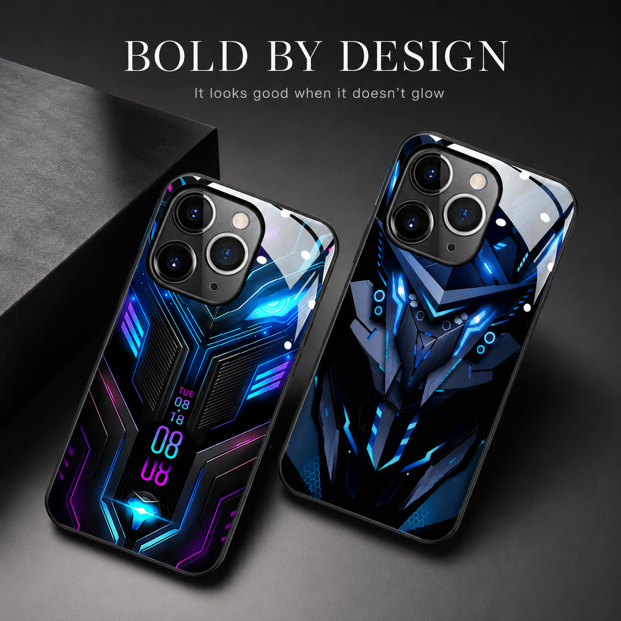 Luxury iPhone Case MagSafe Compatible LED Notification Light Protective Cover Camera Lens Protection Shockproof Mecha Design Ultra Thin