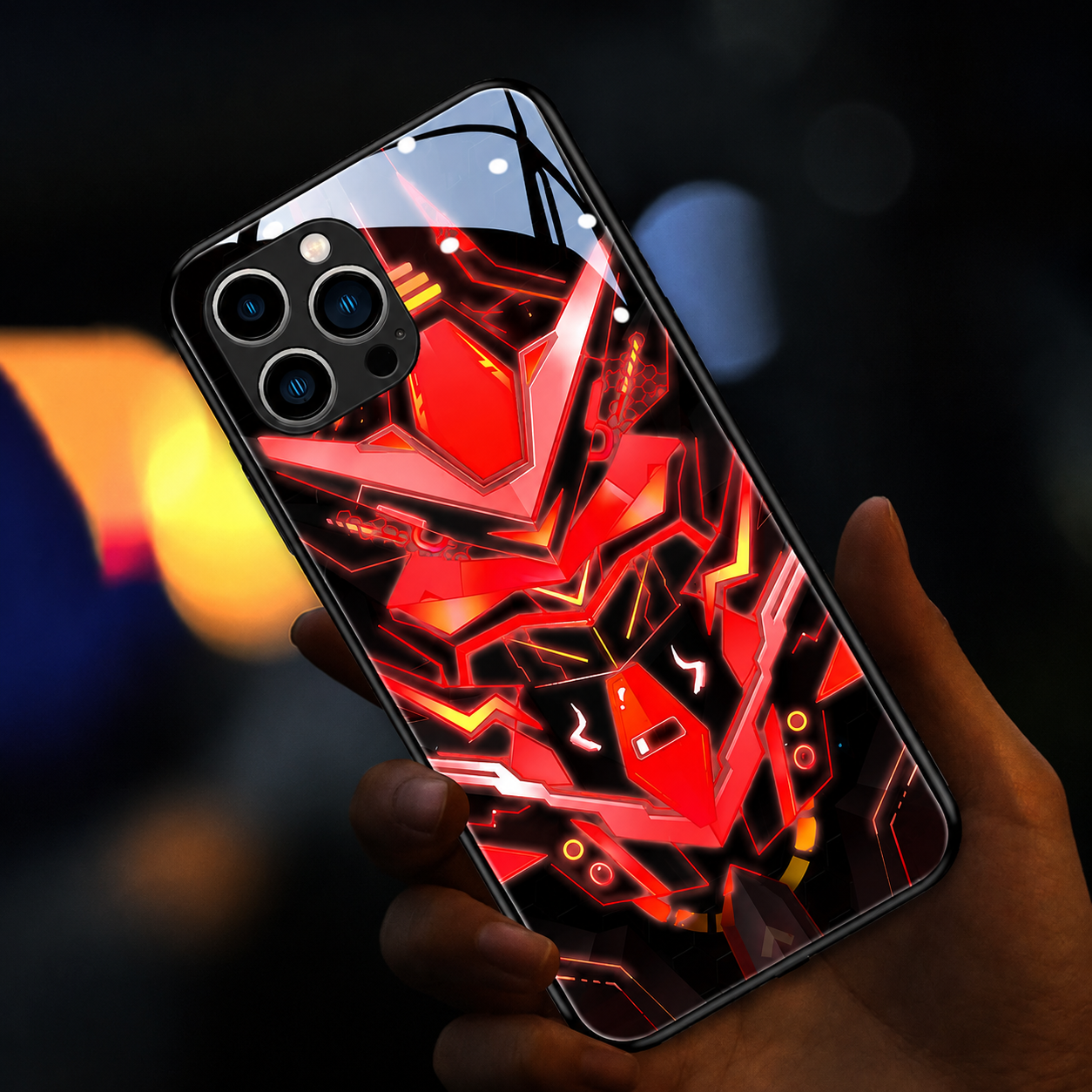 Luxury iPhone Case MagSafe Compatible LED Notification Light Protective Cover Camera Lens Protection Shockproof Mecha Design Ultra Thin