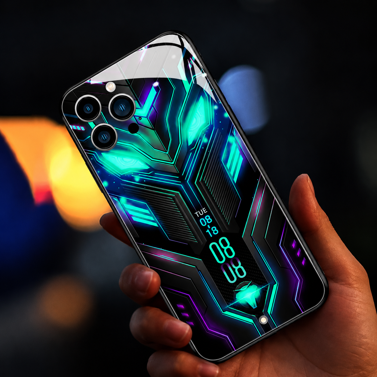 Luxury iPhone Case MagSafe Compatible LED Notification Light Protective Cover Camera Lens Protection Shockproof Mecha Design Ultra Thin