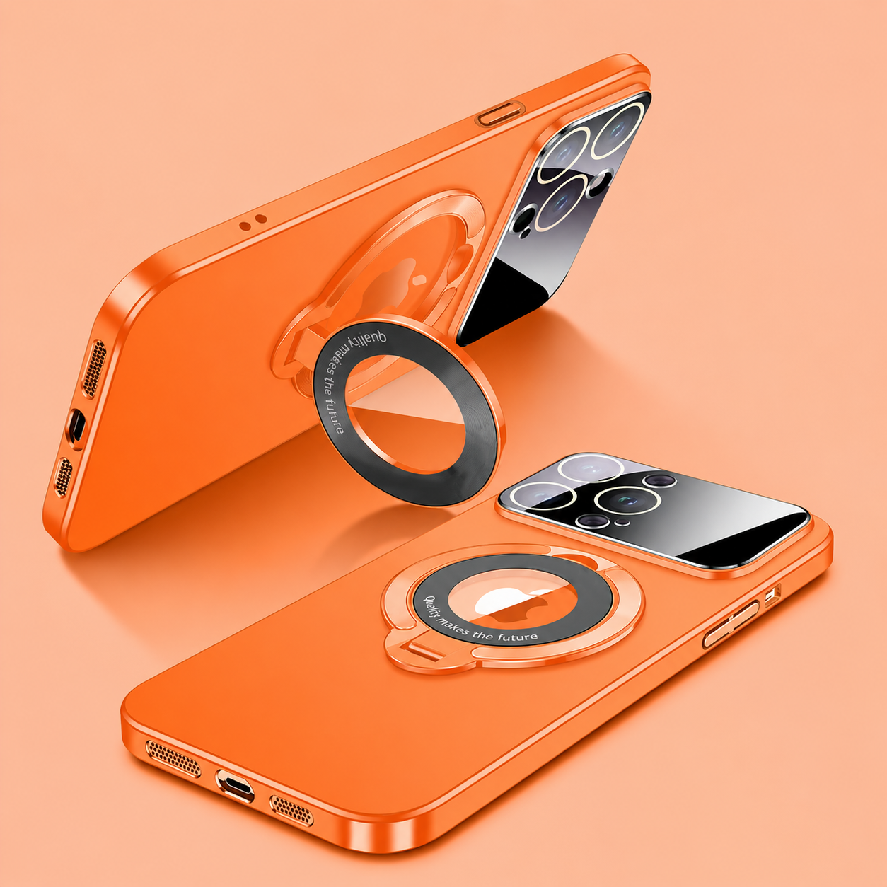 Luxury iPhone Case MagSafe Compatible Matte Ring Stand Protective Cover Camera Lens Protection Shockproof Hard PC Ultra Thin Slim Design