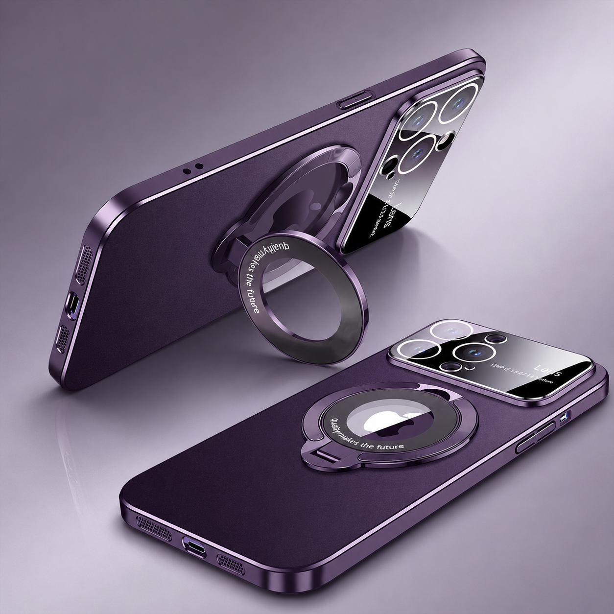 Luxury iPhone Case MagSafe Compatible Matte Ring Stand Protective Cover Camera Lens Protection Shockproof Hard PC Ultra Thin Slim Design
