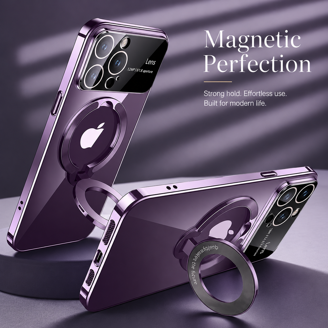 Luxury iPhone Case MagSafe Compatible Matte Ring Stand Protective Cover Camera Lens Protection Shockproof Hard PC Ultra Thin Slim Design