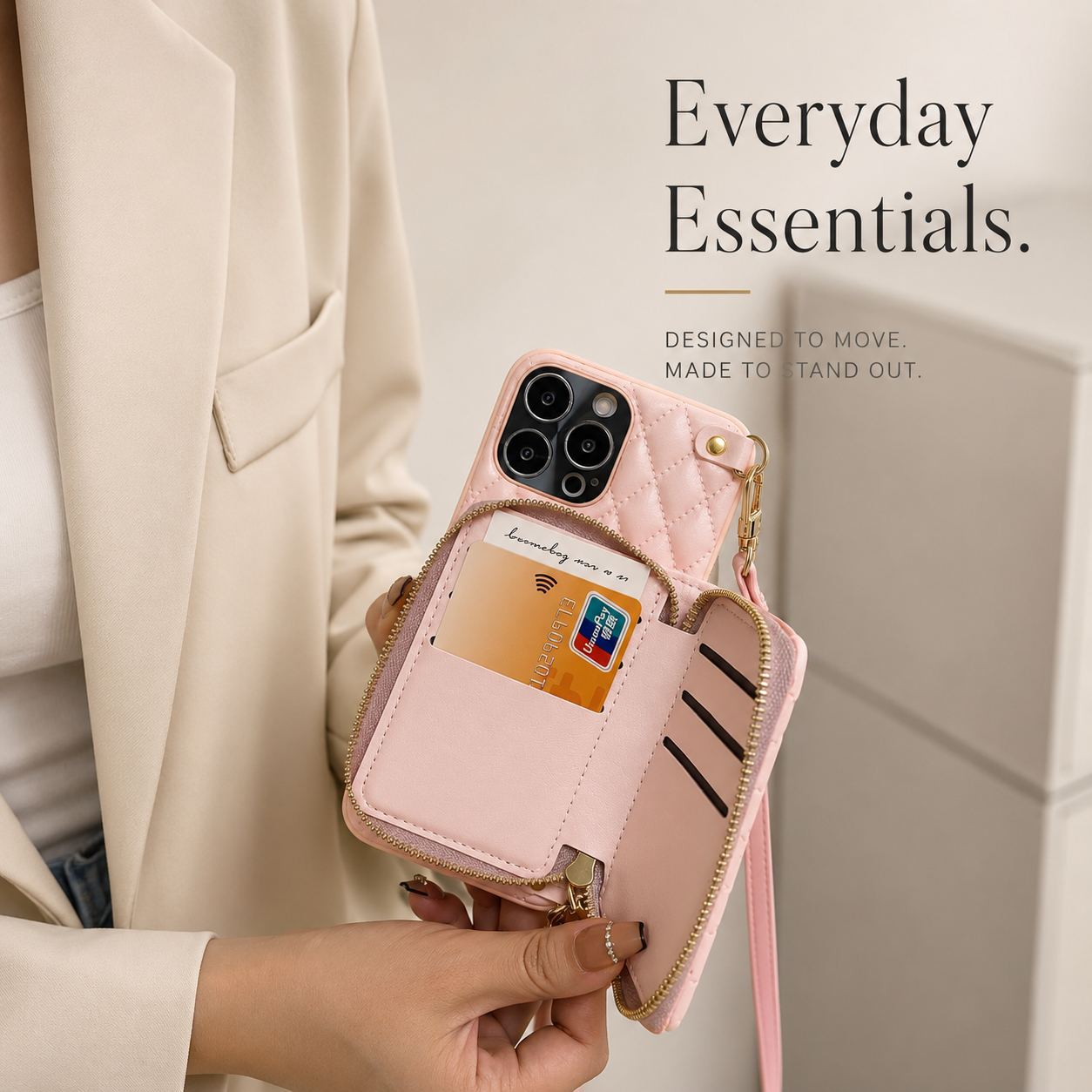 Luxury iPhone Case Wallet MagSafe Compatible Leather Zipper Crossbody Strap Card Holder Protective Cover Camera Lens Protection Shockproof Slim Design