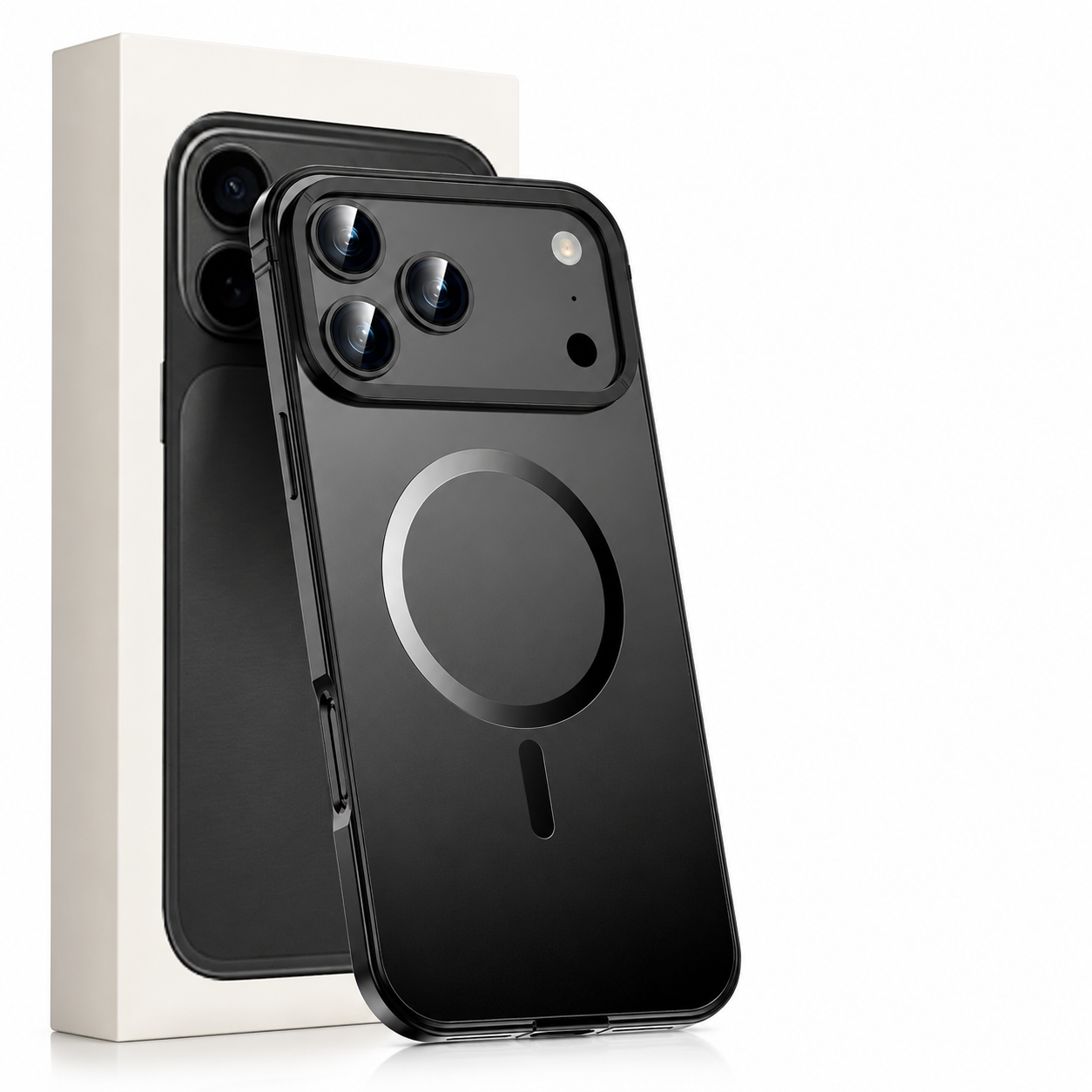 Magnetic Aluminum Alloy iPhone Case in Orange with MagSafe Compatibility, Camera Lens Protection, Shockproof Design and Matte Finish