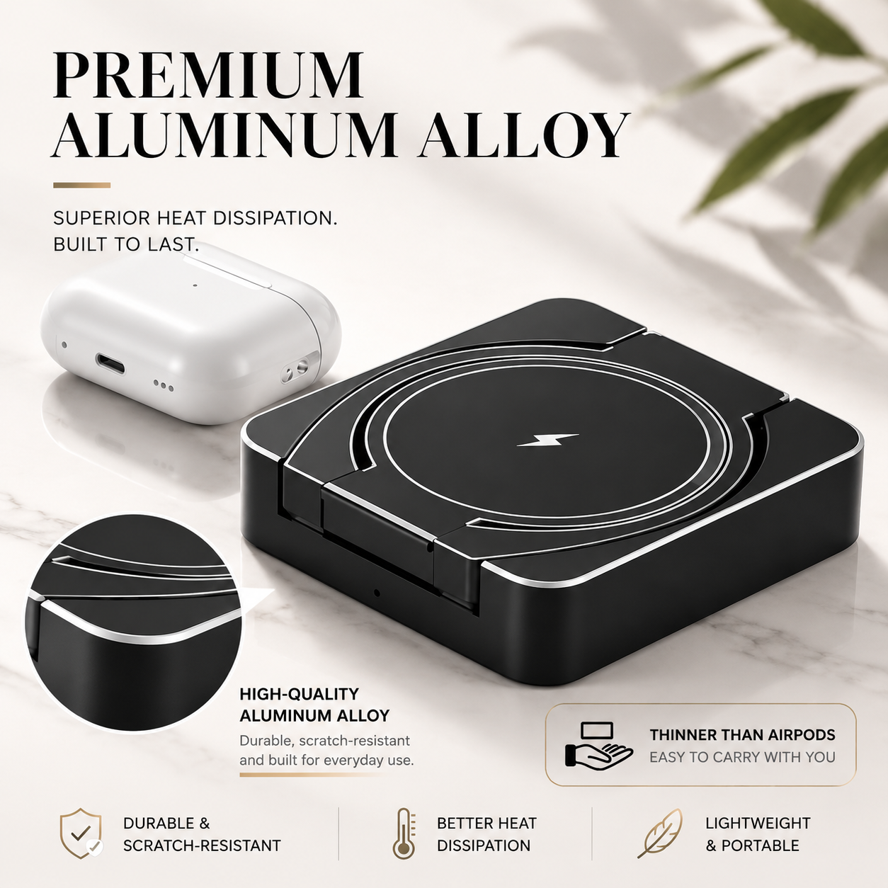 Premium 3 in 1 Wireless Charger Foldable MagSafe Compatible 15W Fast Charging Station Magnetic Portable Charging Dock Stand Phone Watch Earbuds
