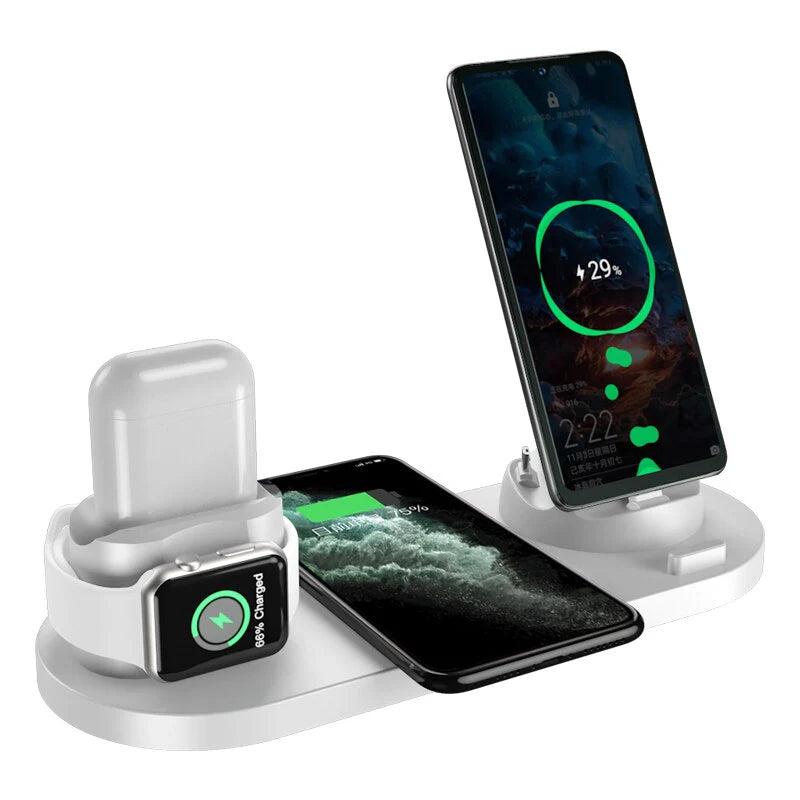 Premium 7 in 1 Wireless Charger Fast Charging Station Foldable Multi Device Charging Dock Smartphone Earbuds Watch MagSafe Compatible Stand Design