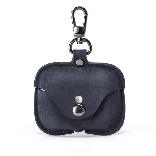 Premium AirPods Case Genuine Leather Protective Cover Wireless Charging Compatible Keychain Clip Shockproof Slim Profile Portable Storage Design