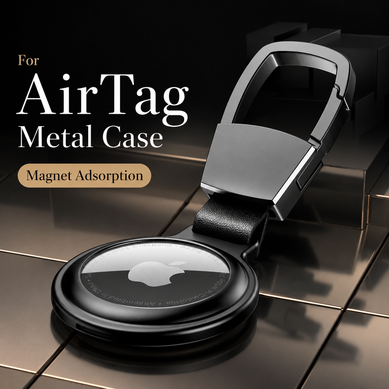 Premium AirTag Case Metal Protective Cover Keychain Clip Shockproof Scratch Resistant Secure Holder Travel Accessory Portable Design Everyday Carry