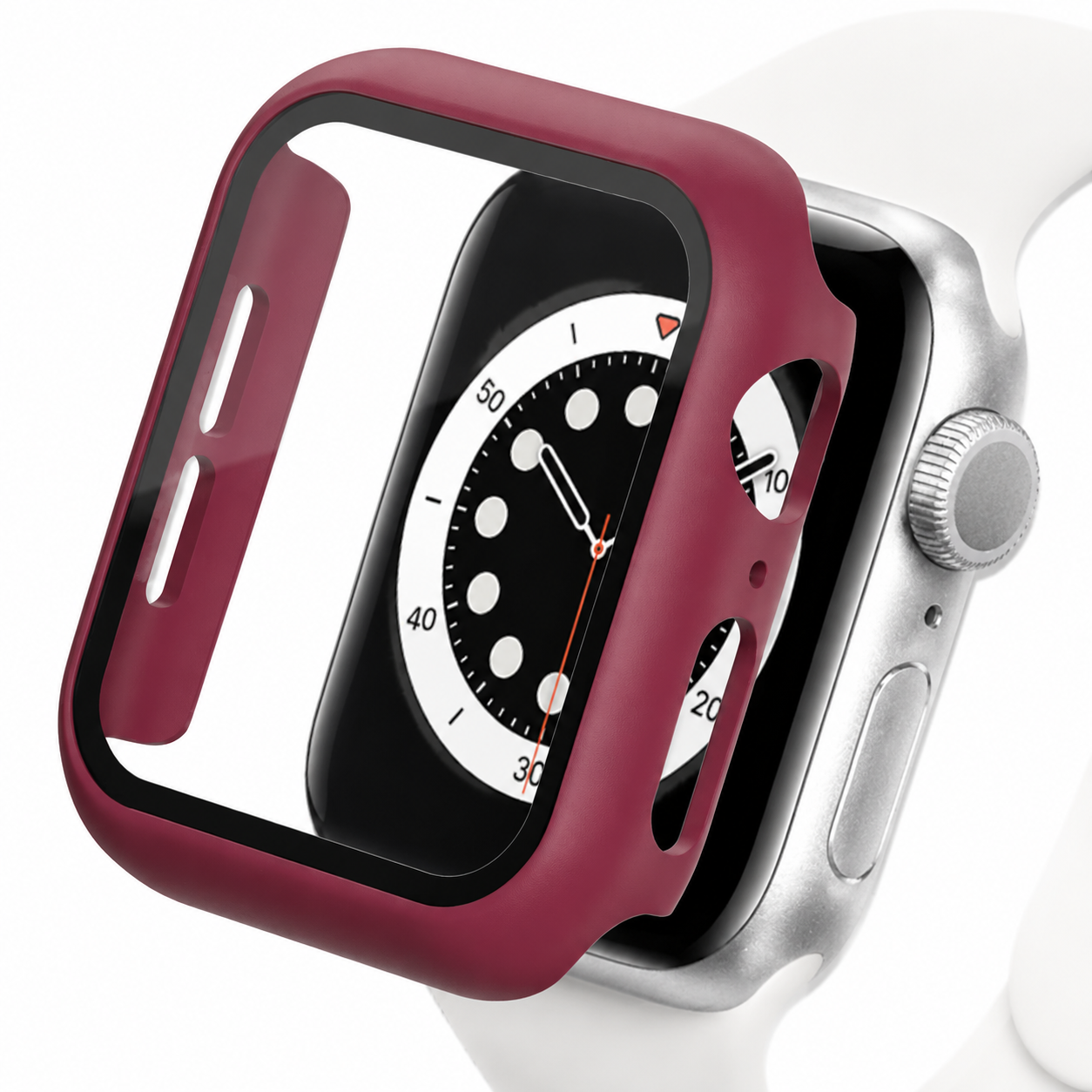 Premium Apple Watch Case Tempered Glass Screen Protector PC Bumper Shockproof Clear Protective Cover Transparent Full Body Anti Scratch Design