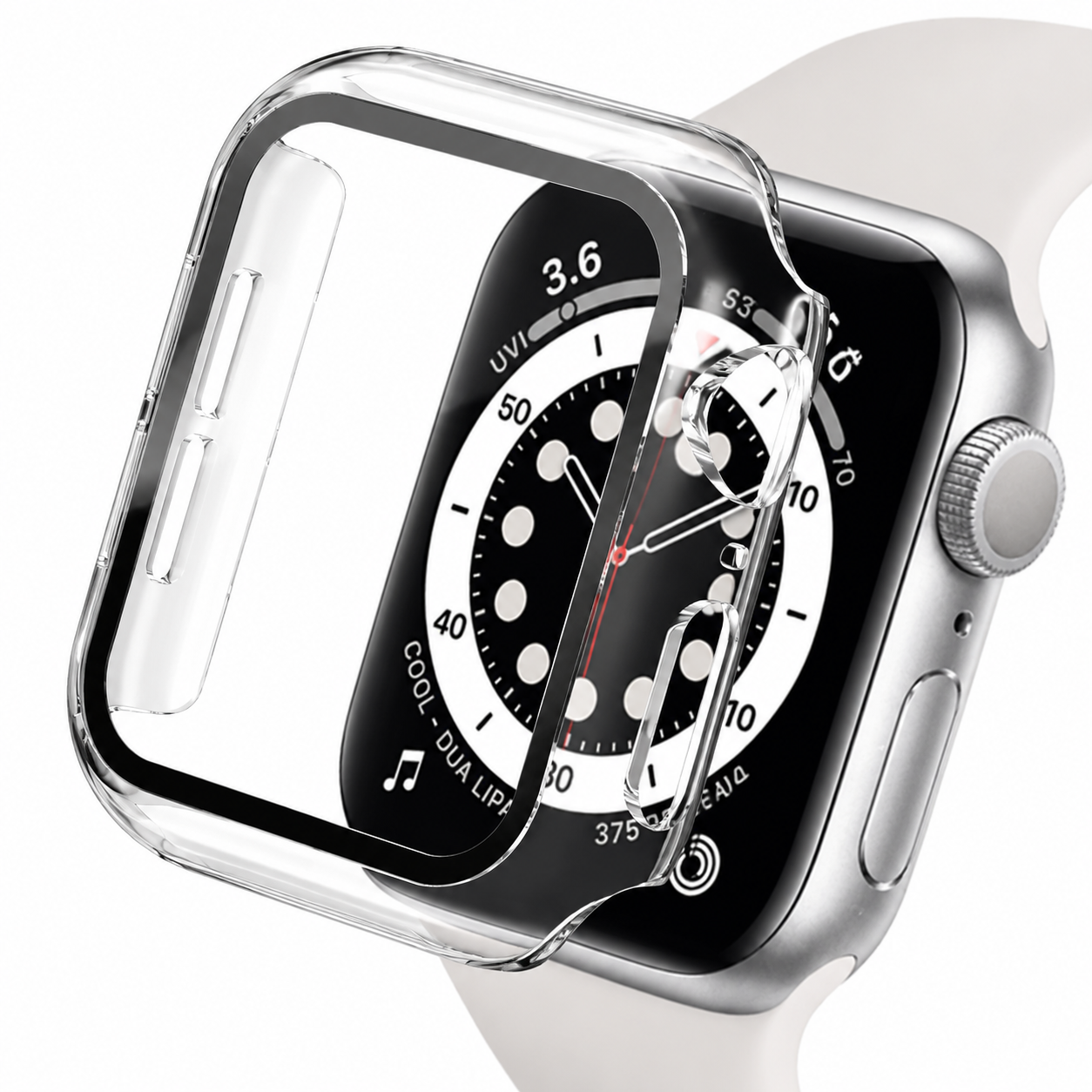 Premium Apple Watch Case Tempered Glass Screen Protector PC Bumper Shockproof Clear Protective Cover Transparent Full Body Anti Scratch Design