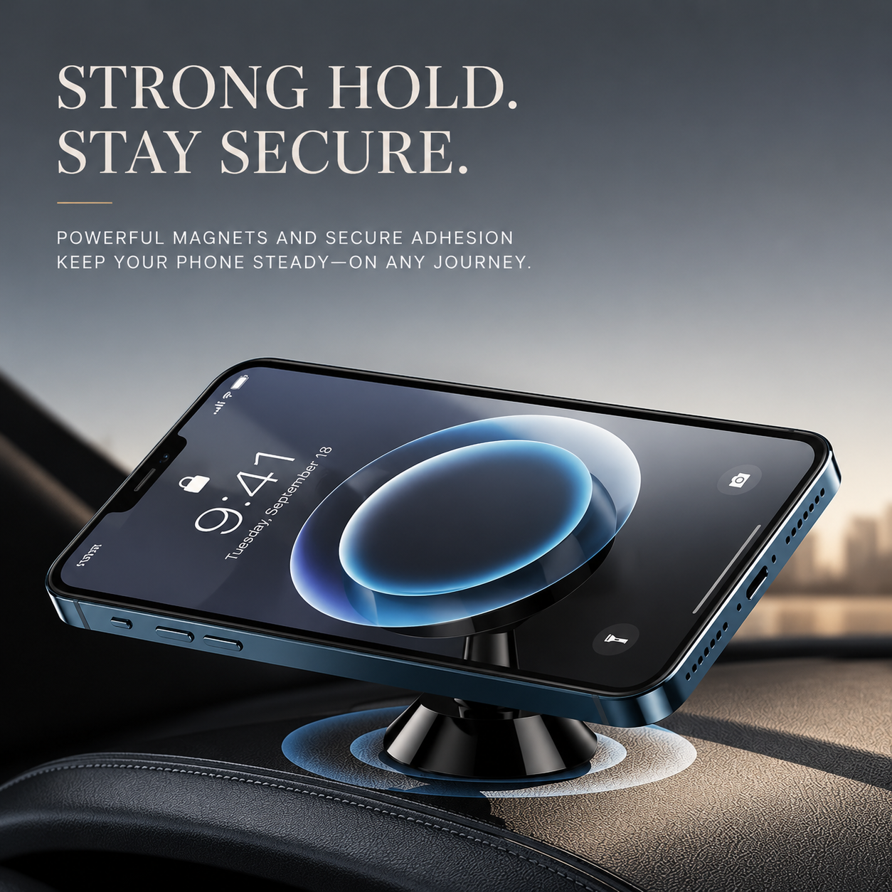 Premium Car Phone Mount Magnetic 360 Rotation Dashboard Holder Secure Grip GPS Stand Adjustable Smartphone Magnetic Vent Compatible Stable Design