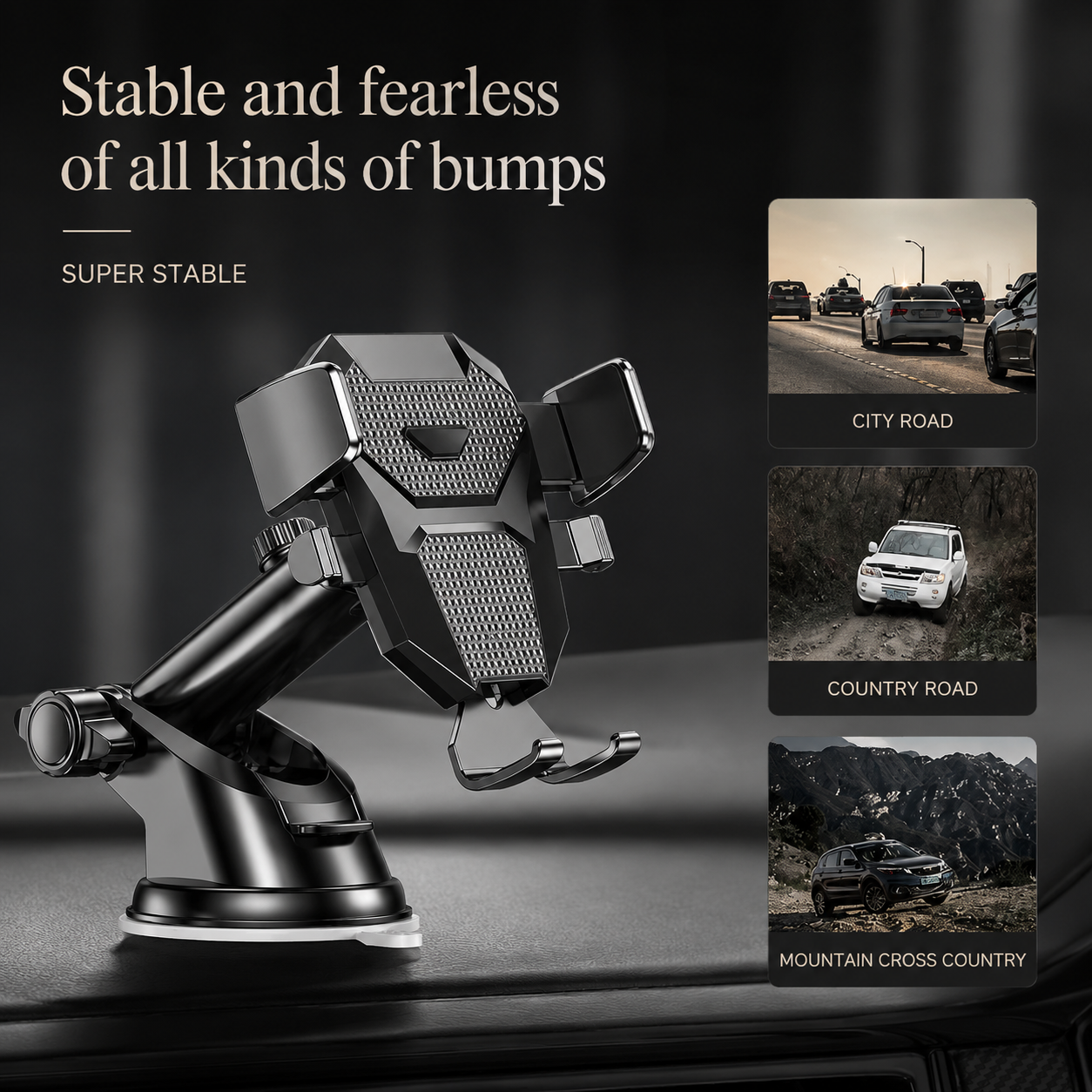 Premium Car Phone Mount Suction Cup 360 Rotation Dashboard Windshield Holder Secure Grip Adjustable Phone Stand Navigation Compatible Universal