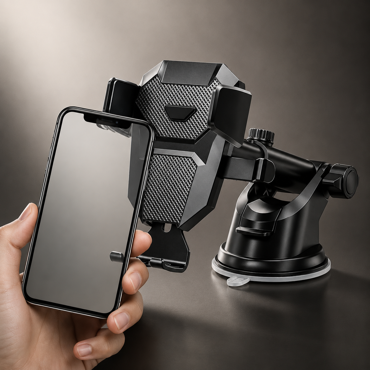 Premium Car Phone Mount Suction Cup 360 Rotation Dashboard Windshield Holder Secure Grip Adjustable Phone Stand Navigation Compatible Universal