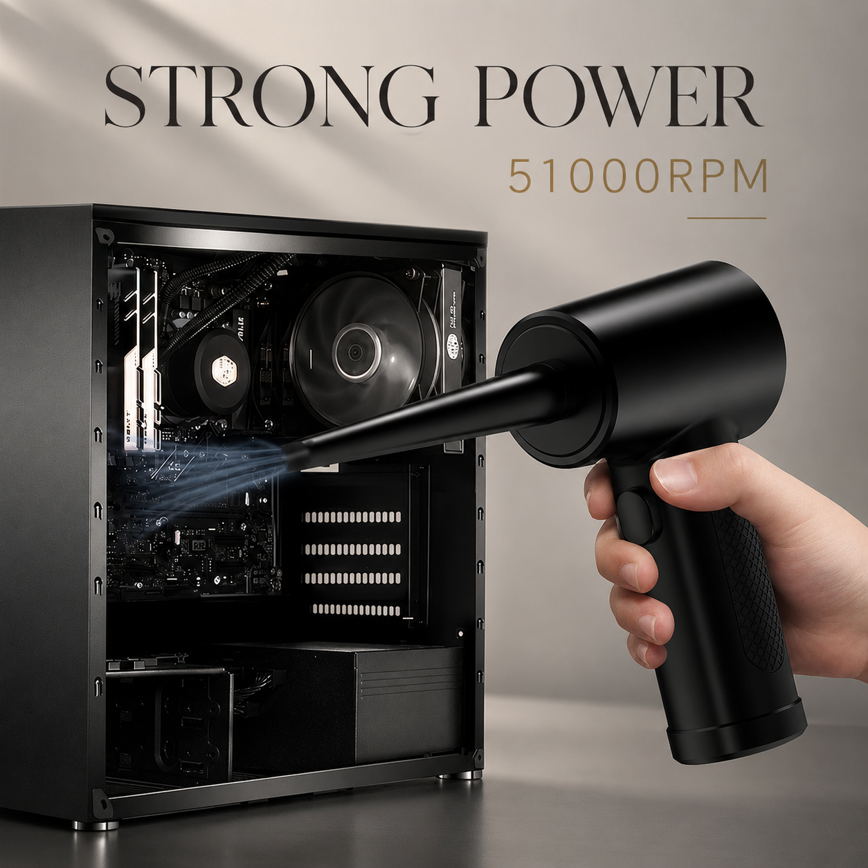 Premium Electric Air Duster Cordless Compressed Air Blower LED Light Keyboard Cleaner Reusable Cleaning Tool Portable Electronics Maintenance Accessory