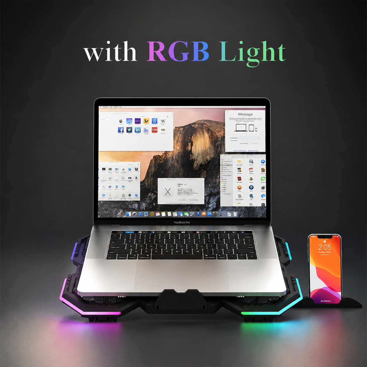 Premium Laptop Cooling Pad RGB 6 Fan Adjustable Stand Gaming Notebook Cooler Ergonomic Heat Dissipation High Airflow Performance Portable Desktop