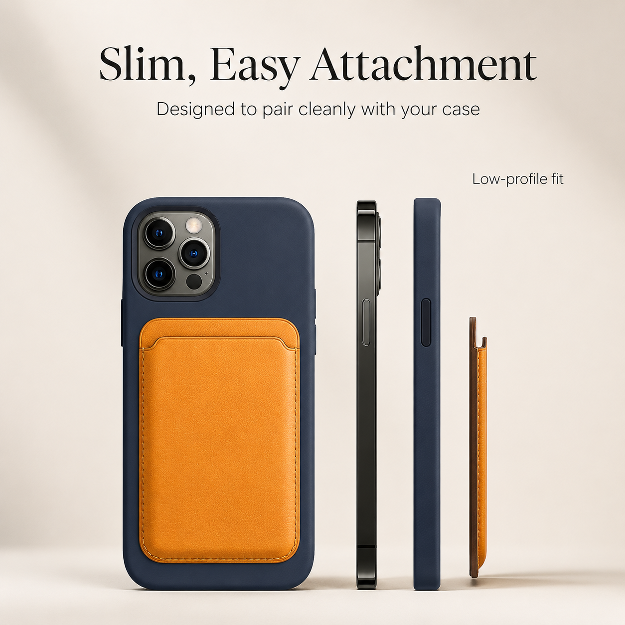 Premium MagSafe Wallet Magnetic Card Holder Leather Case Slim Detachable Phone Wallet Secure Card Storage RFID Compatible Minimal Travel Design