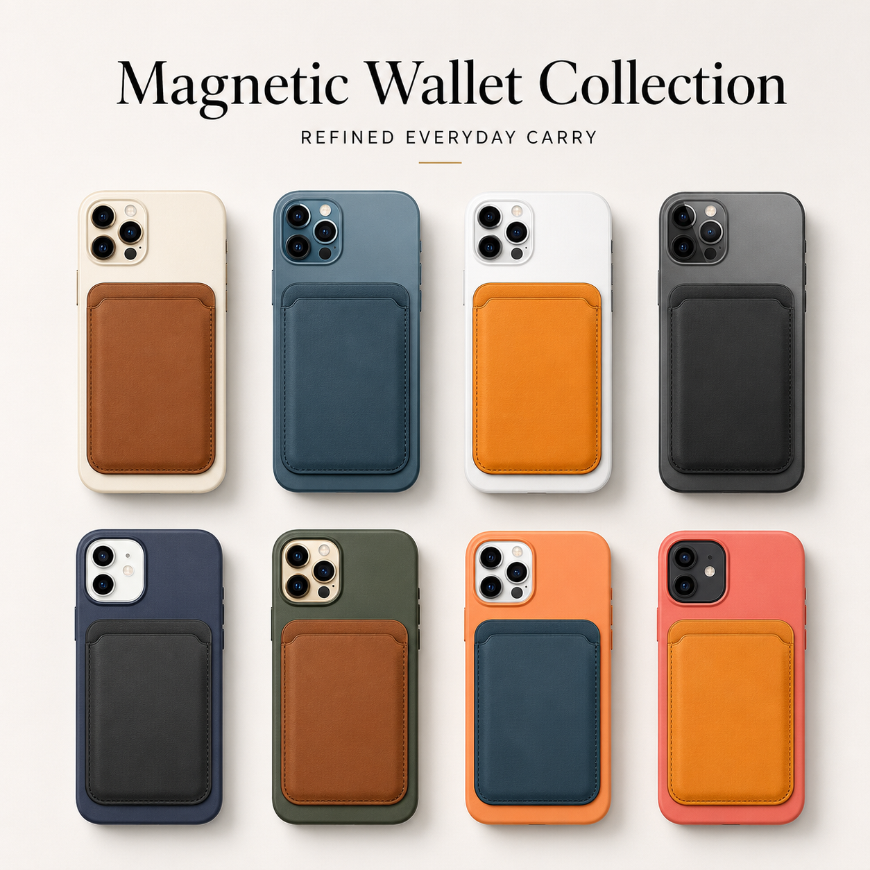 Premium MagSafe Wallet Magnetic Card Holder Leather Case Slim Detachable Phone Wallet Secure Card Storage RFID Compatible Minimal Travel Design