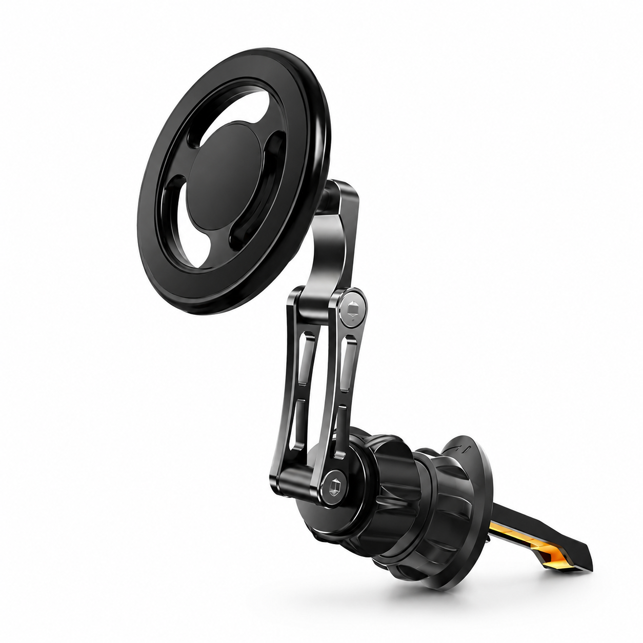 Premium Magnetic Car Charger Stand 15W Wireless Charging Mount 360 Rotation Foldable Metal Holder Fast Power Delivery Secure Dashboard Design