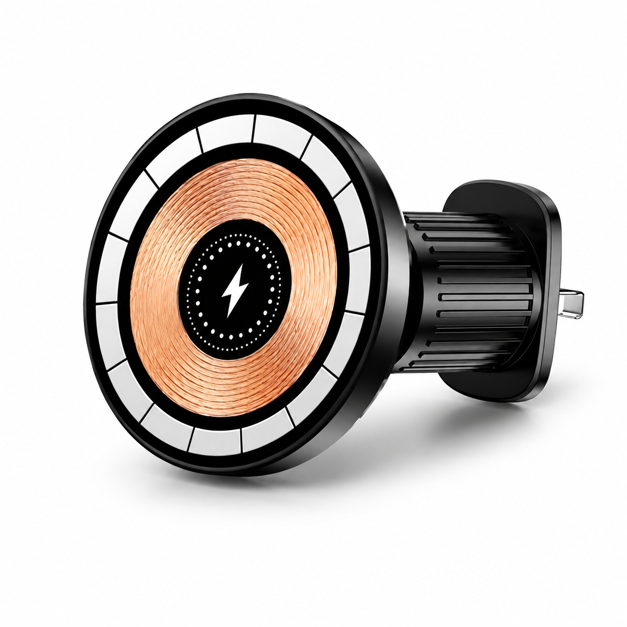 Premium Magnetic Car Charger Stand 15W Wireless Charging Mount 360 Rotation Foldable Metal Holder Fast Power Delivery Secure Dashboard Design