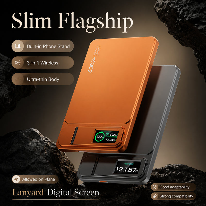 Premium Magnetic Wireless Power Bank 10000mAh Portable Charger 20W Fast Charging MagSafe Compatible Digital Display Phone Stand Travel Battery Pack