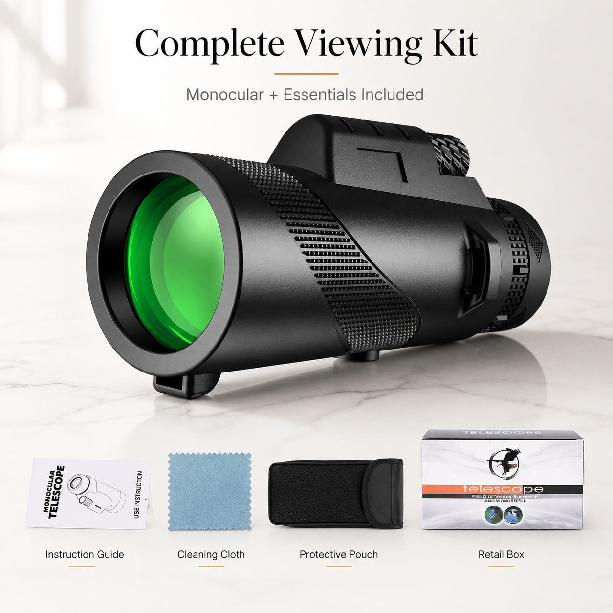 Premium Monocular Telescope HD Zoom Portable Folding Long Range Viewing Smartphone Compatible Compact Travel Scope Outdoor Observation Device