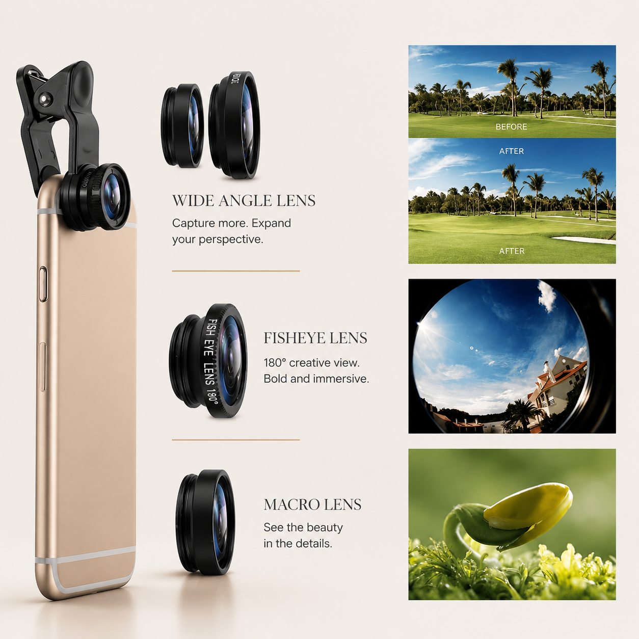 Premium Phone Camera Lens Kit 3 in 1 Fisheye Wide Angle Macro Clip On Smartphone Photography Set Universal Mount Creative Imaging Accessory Pro