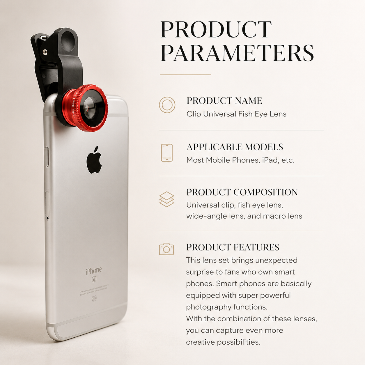 Premium Phone Camera Lens Kit 3 in 1 Fisheye Wide Angle Macro Clip On Smartphone Photography Set Universal Mount Creative Imaging Accessory Pro