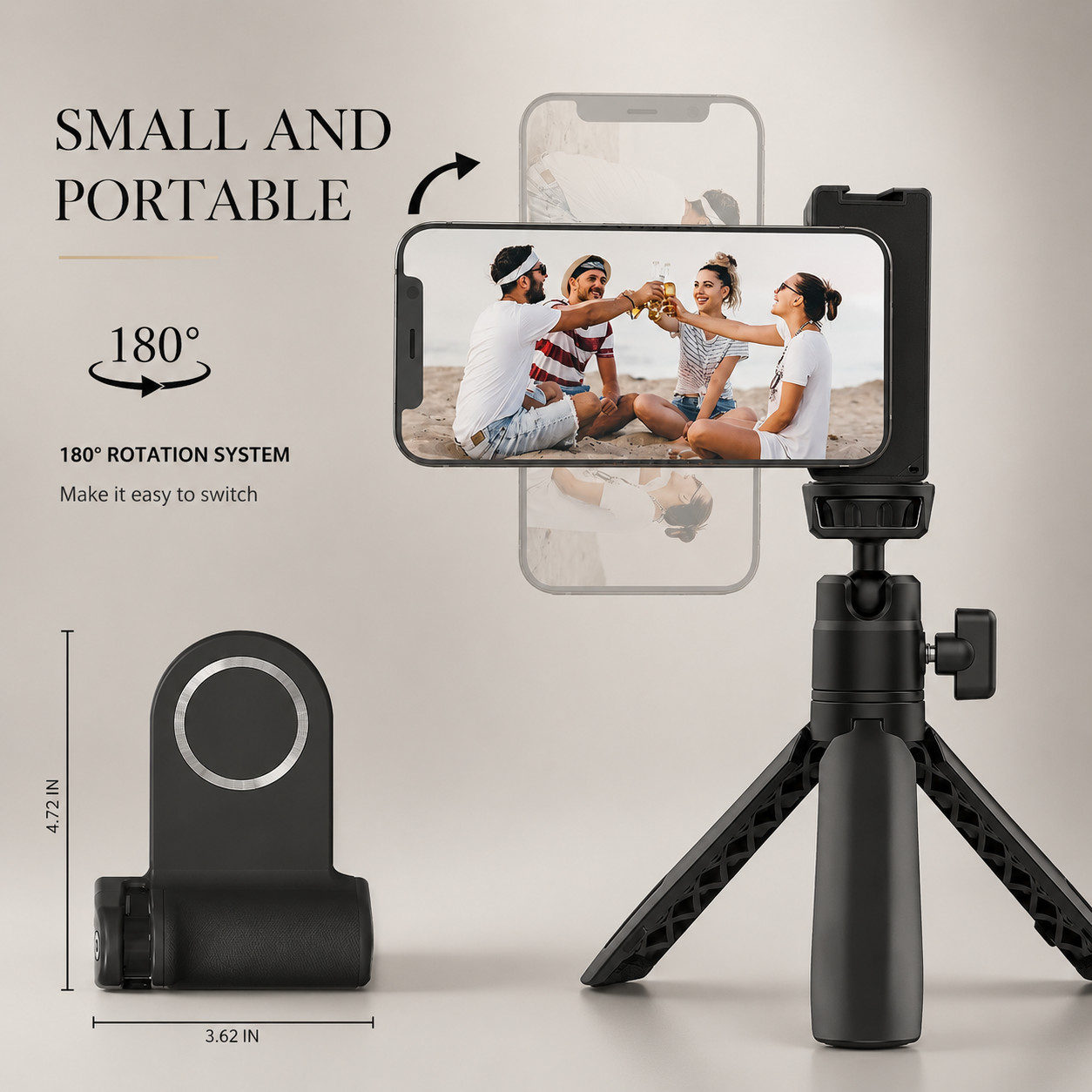 Premium Phone Holder MagSafe Compatible Magnetic Grip Bluetooth Remote Control Smartphone Mount Photography Video Stand Portable Tripod Desktop Design