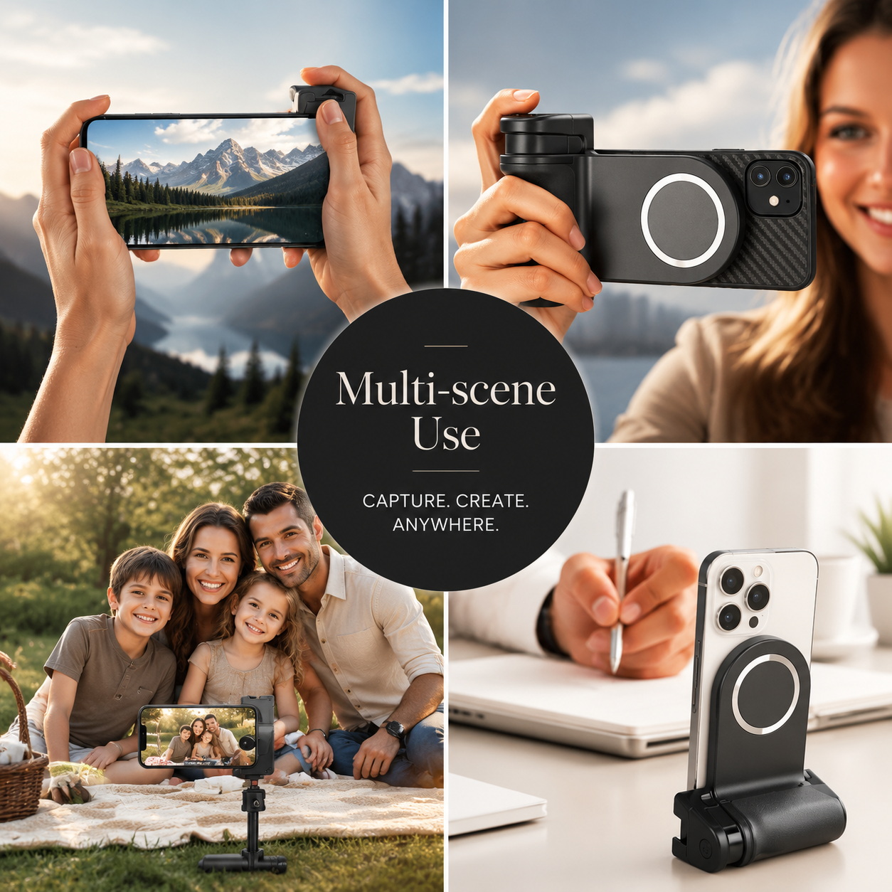 Premium Phone Holder MagSafe Compatible Magnetic Grip Bluetooth Remote Control Smartphone Mount Photography Video Stand Portable Tripod Desktop Design