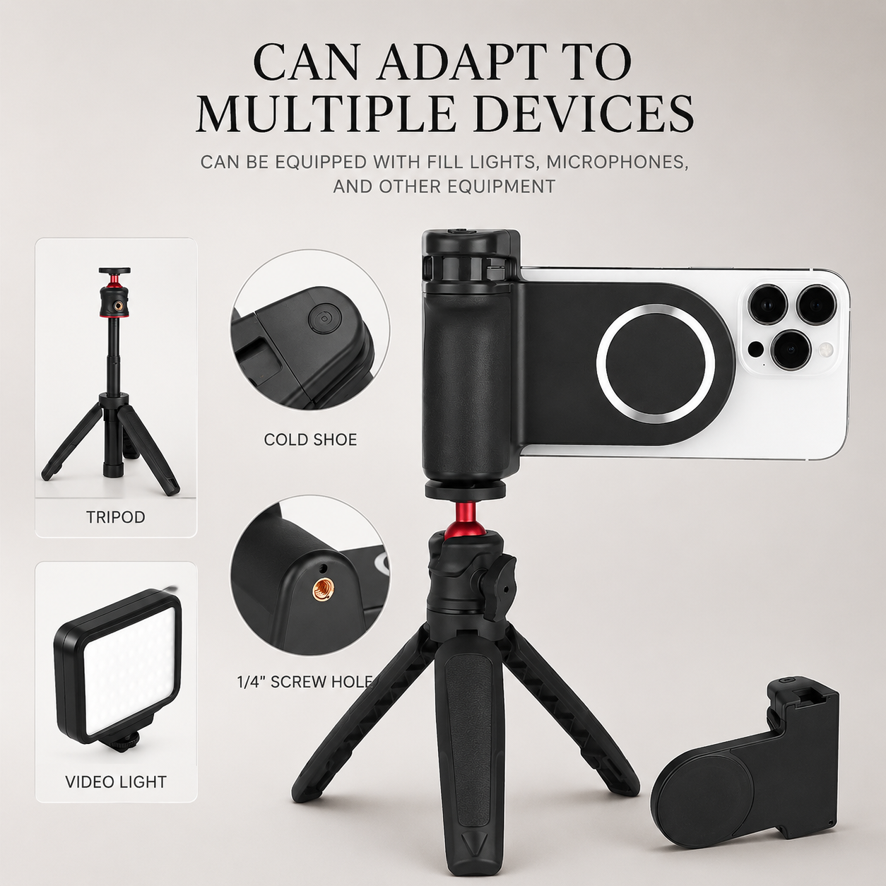 Premium Phone Holder MagSafe Compatible Magnetic Grip Bluetooth Remote Control Smartphone Mount Photography Video Stand Portable Tripod Desktop Design