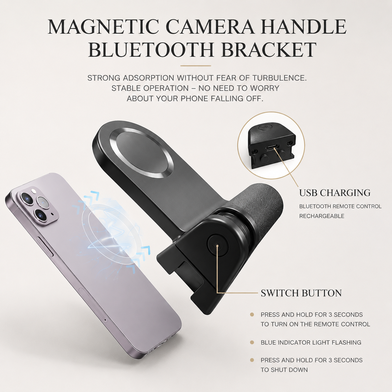 Premium Phone Holder MagSafe Compatible Magnetic Grip Bluetooth Remote Control Smartphone Mount Photography Video Stand Portable Tripod Desktop Design