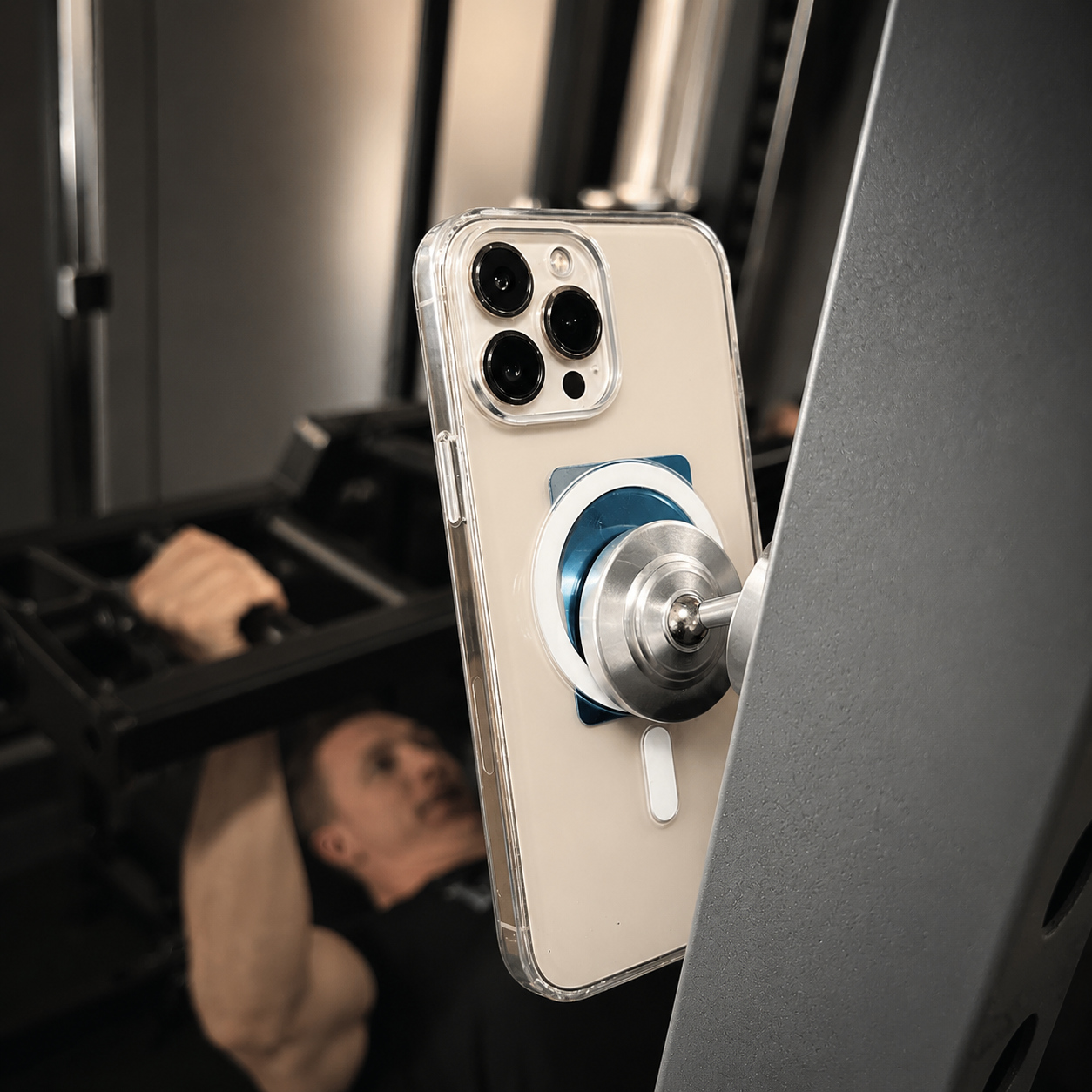 Premium Phone Holder Magnetic Gym Mount Dual Magnet 360 Rotation Secure Grip Smartphone Stand Fitness Training Compatible Portable Design Accessory