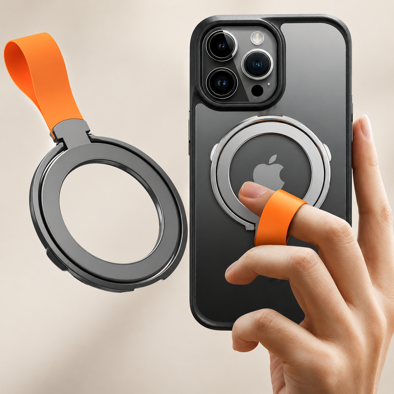 Premium Phone Ring Holder MagSafe Compatible Magnetic Grip Strap Stand Detachable Smartphone Holder Secure Grip Kickstand Portable Design Accessory