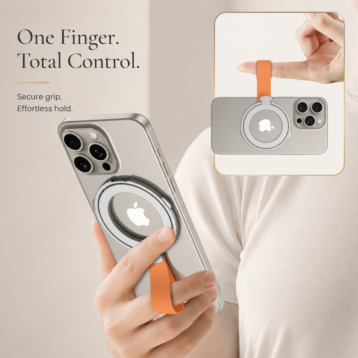 Premium Phone Ring Holder MagSafe Compatible Magnetic Grip Strap Stand Detachable Smartphone Holder Secure Grip Kickstand Portable Design Accessory