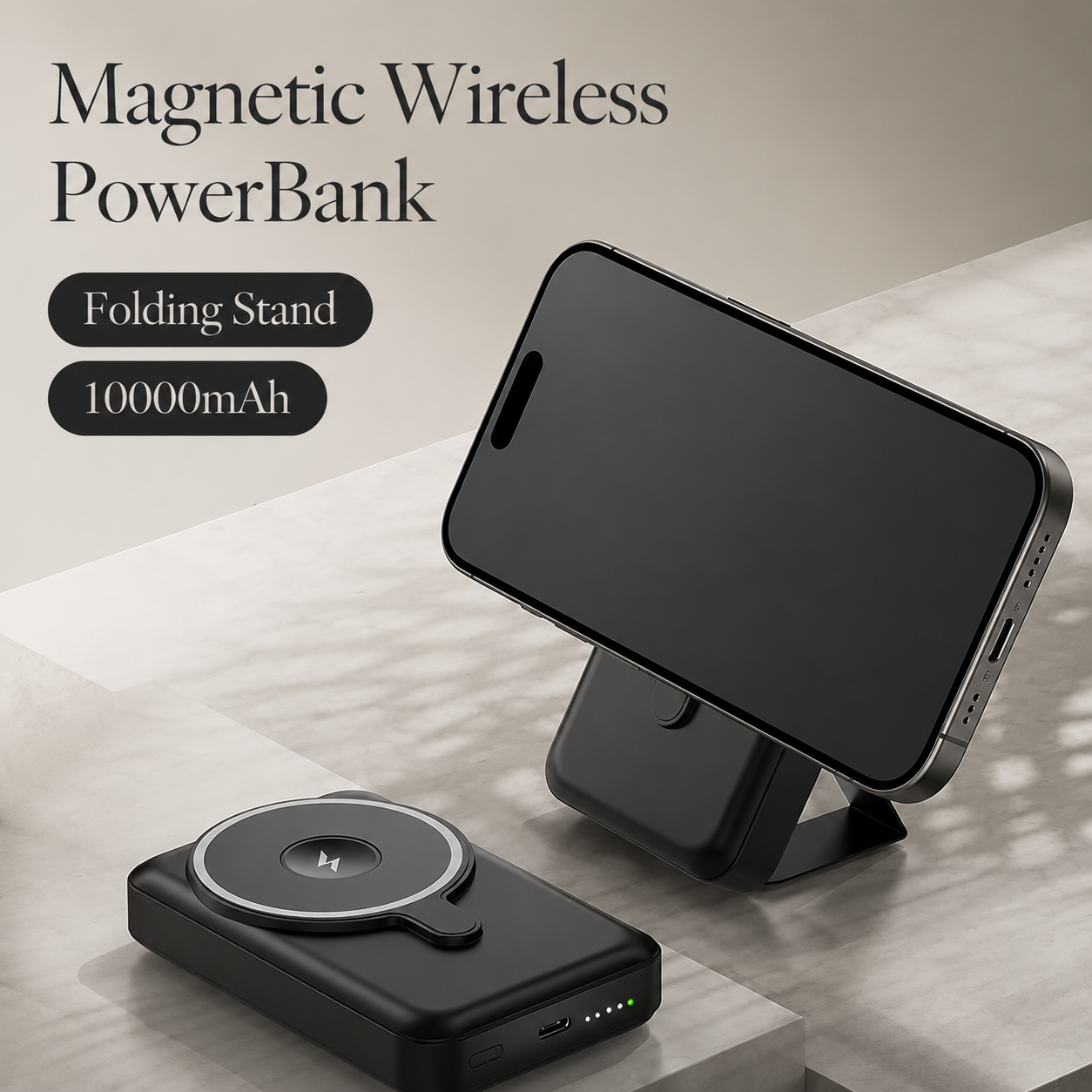 Premium Power Bank 10000mAh MagSafe Compatible Wireless Charger PD Fast Charging Portable Battery Pack Slim Magnetic Design Travel Accessory