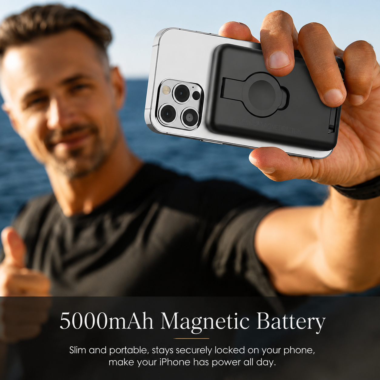 Premium Power Bank 5000mAh MagSafe Compatible 3 in 1 Wireless Charger Portable Magnetic Battery Fast Charging Smartphone Watch Earbuds Dock Station