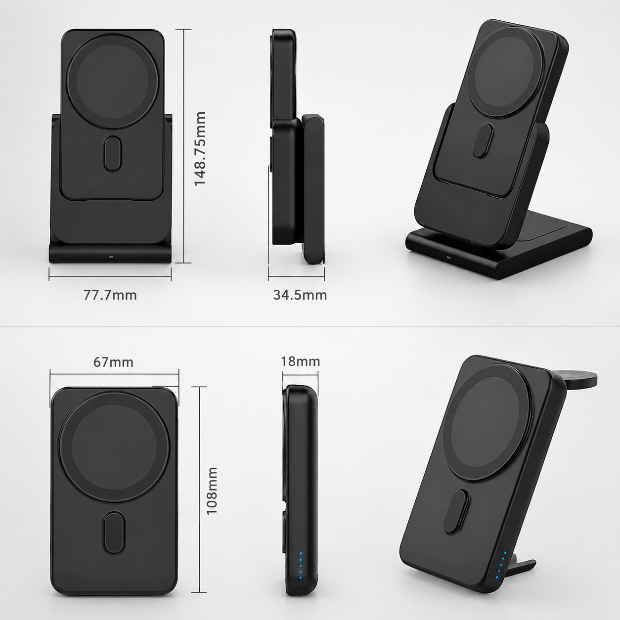 Premium Power Bank 5000mAh MagSafe Compatible 3 in 1 Wireless Charger Portable Magnetic Battery Fast Charging Smartphone Watch Earbuds Dock Station