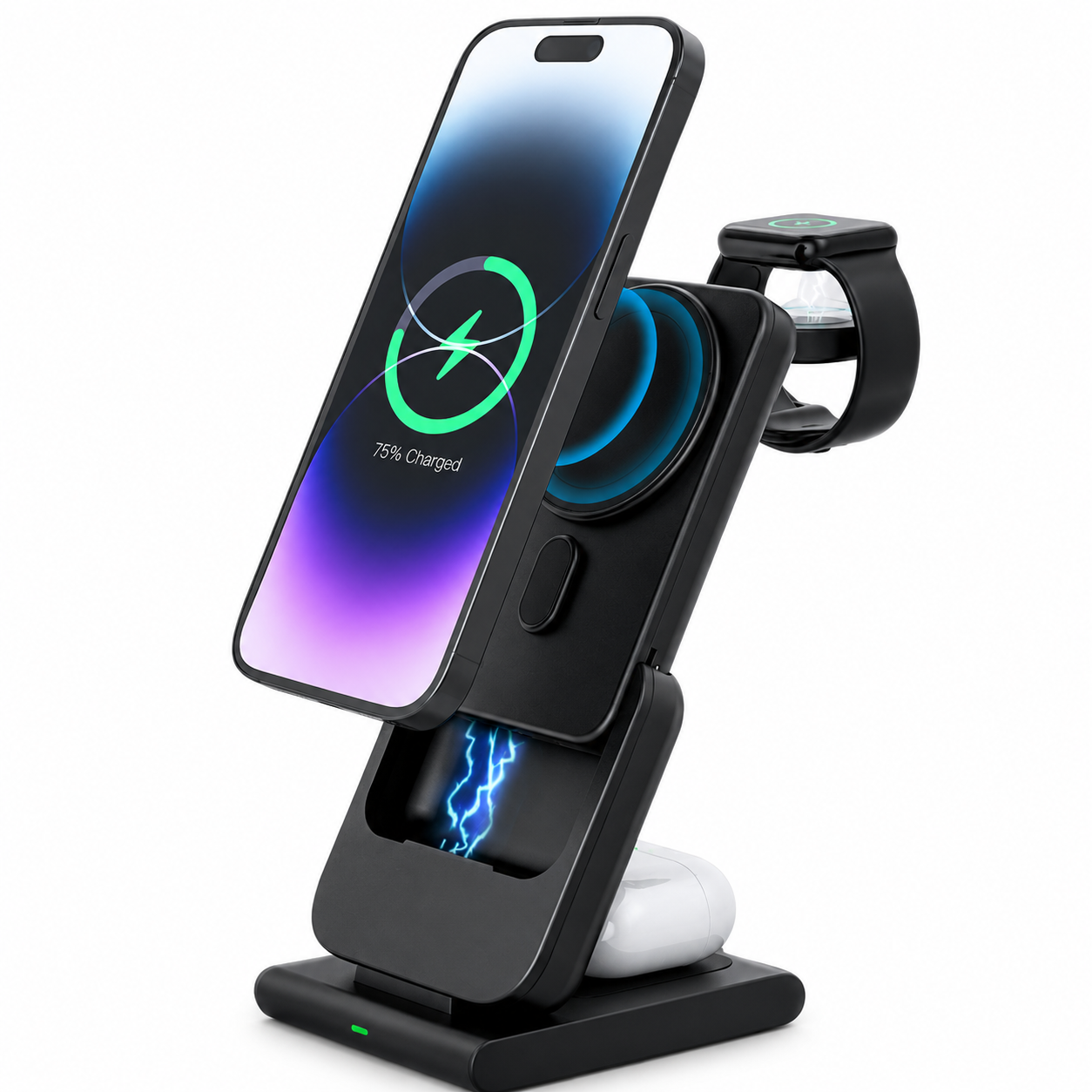 Premium Power Bank 5000mAh MagSafe Compatible 3 in 1 Wireless Charger Portable Magnetic Battery Fast Charging Smartphone Watch Earbuds Dock Station