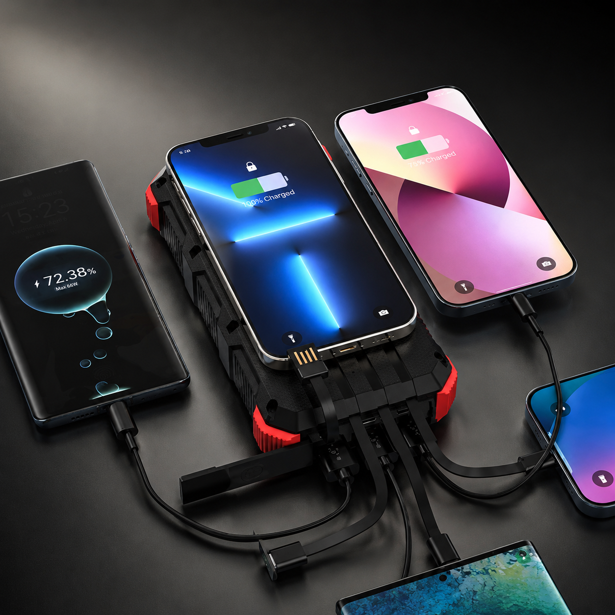 Premium Power Bank Solar Charger Fast Charging Portable Battery Pack 20000mAh LED Flashlight Outdoor Travel USB C Compatible Backup Power Hub