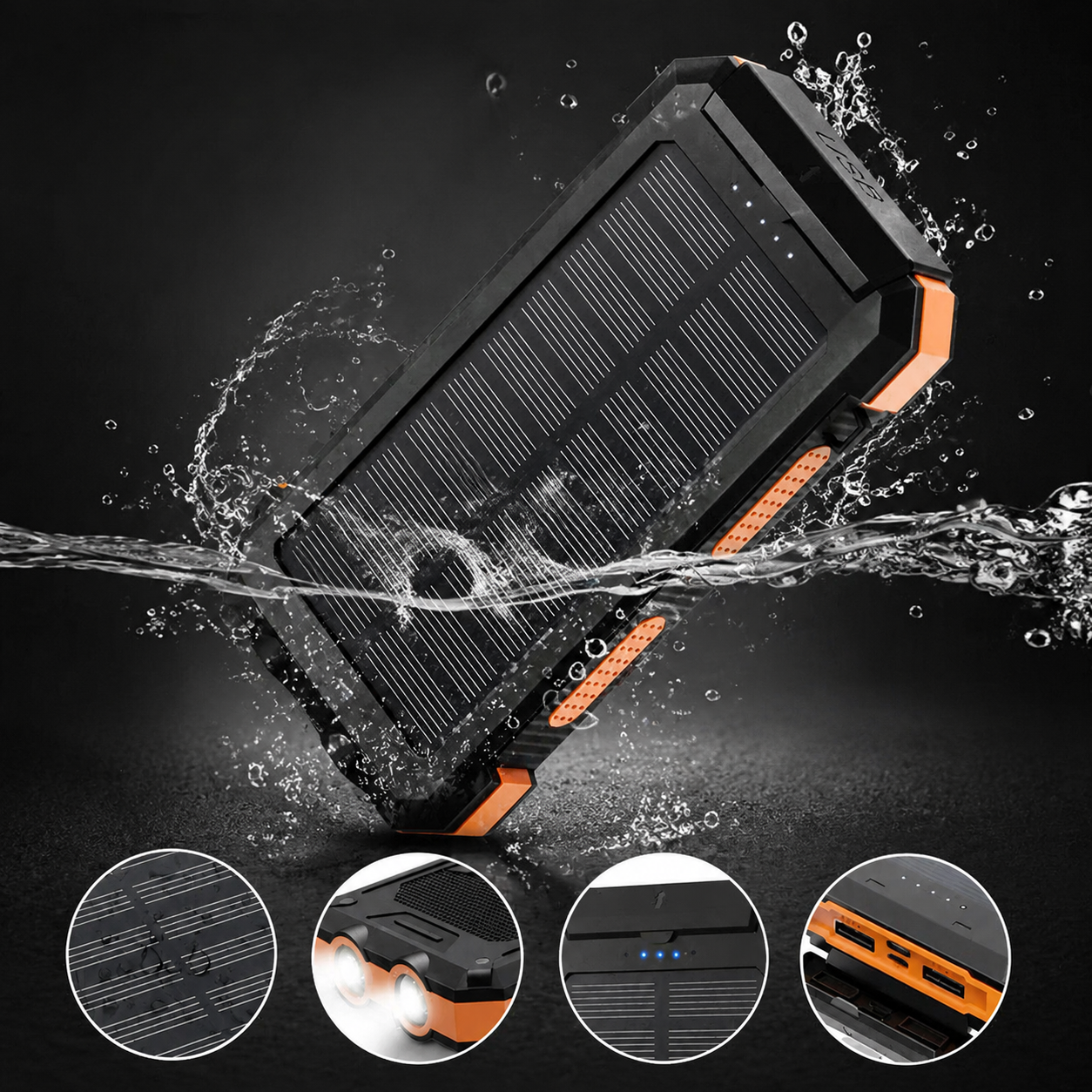 Premium Power Bank Solar Charger Fast Charging Portable Battery Pack 20000mAh LED Flashlight Outdoor Travel USB C Compatible Backup Power Hub