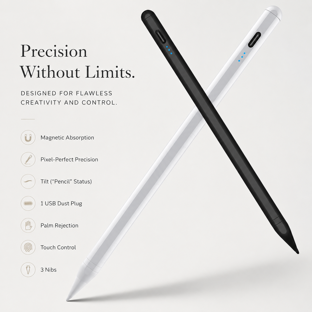 Premium Stylus Pen Bluetooth Compatible Precision Tip Rechargeable Touchscreen Tablet Pencil Power Display Universal Device Accessory Digital